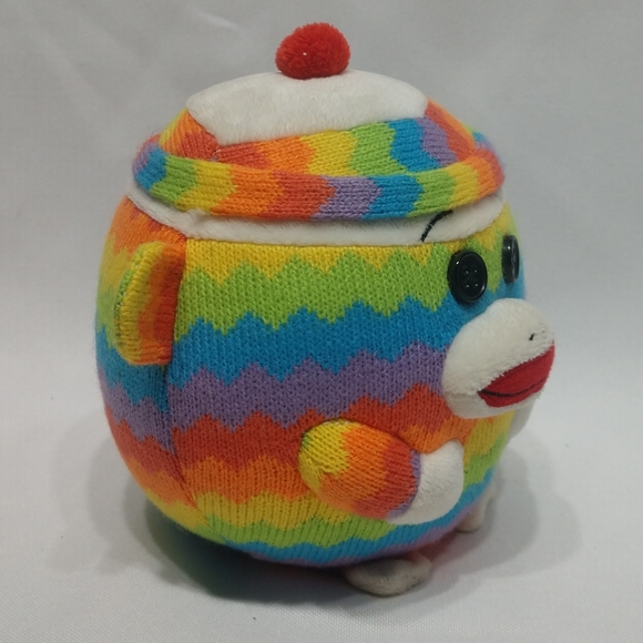 Ty Beanie Ballz Rainbow Sock Monkey Excellent Condition No Hang Tag - Picture 7 of 9